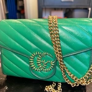 Gucci Double G Marmont Green Quilted Leather Chain Bag